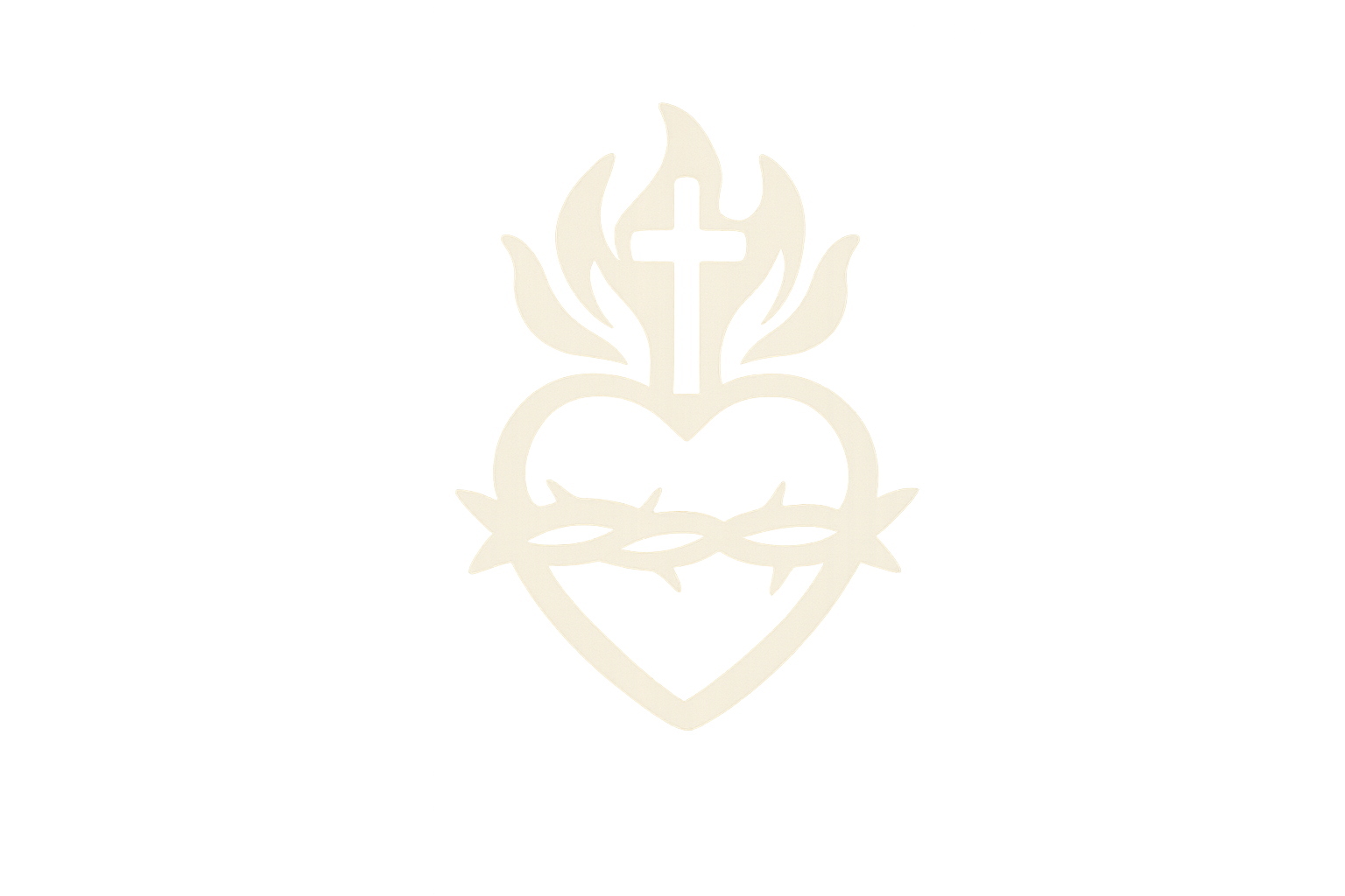 Sacred Heart — a glowing heart crowned with thorns and a cross